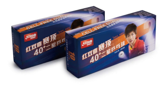 DHS Tischtennisball "CELL-FREE-DUAL" 2 Stern 40 mm+ Weiß (10 St./Kisten) CD40B DXAL004-2