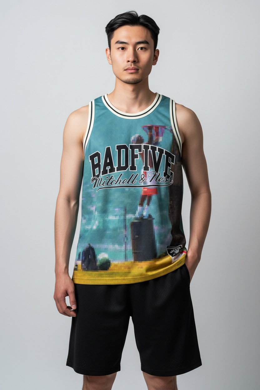 Unisex Basketball-Competition Top "Live with Hoops" Badfive bunt - AAYT041-1