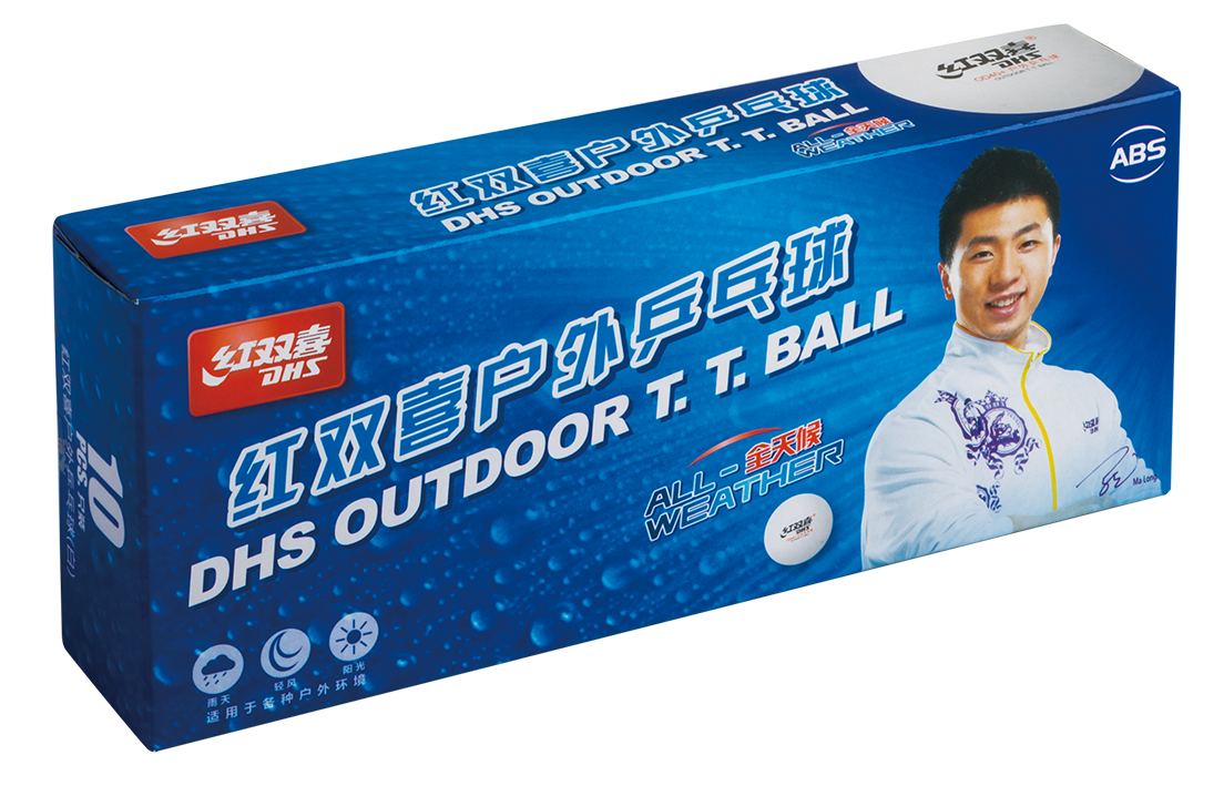 DHS Tischtennisball "CELL-FREE-DUAL"  Outdoor Ball 40 mm+ Weiß (10 St./Kiste) DXAN001-2